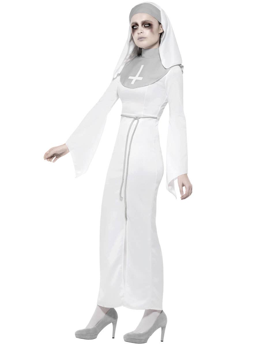 Women's Haunted Asylum Nun Halloween Fancy Dress Costume Side Image