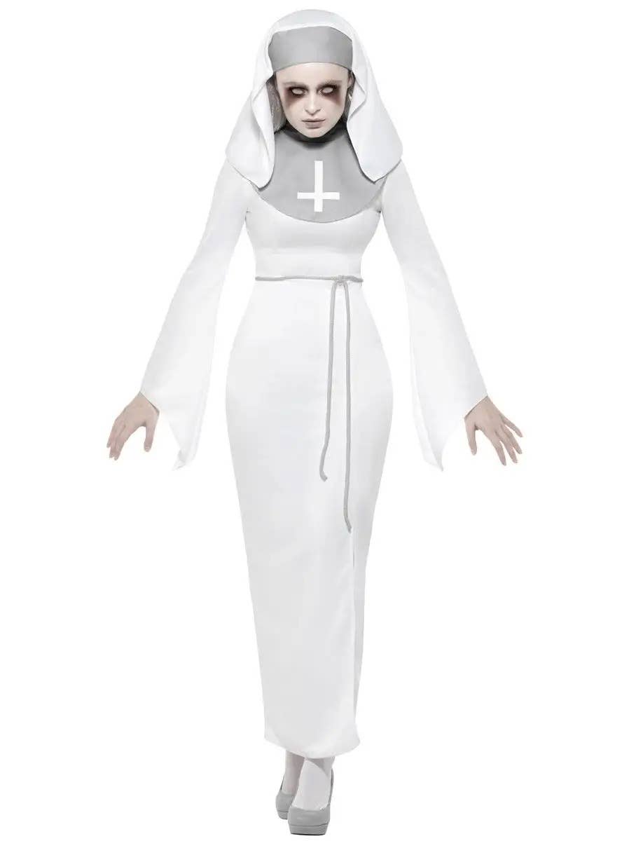 Image of Haunted Asylum Nun Women's Plus Size Halloween Costume - Front View