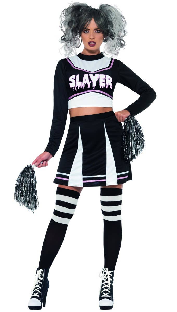 Women's Sexy Gothic Slayer Halloween Cheerleader Costume Alternate Image