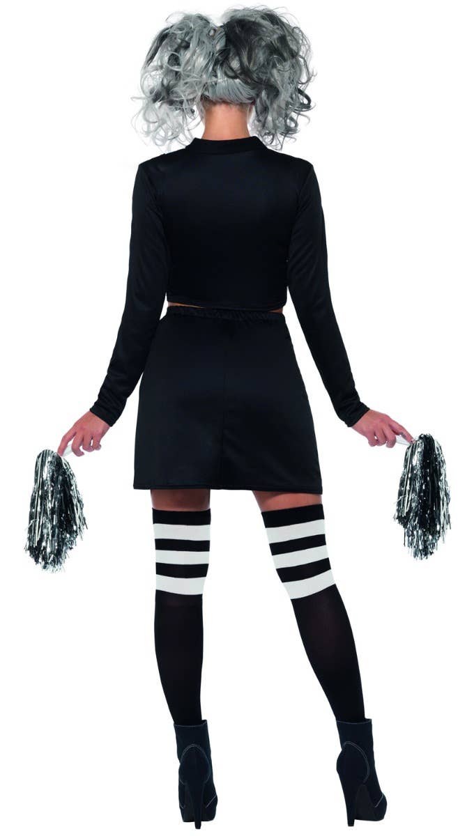 Women's Sexy Gothic Slayer Halloween Cheerleader Costume Back Image