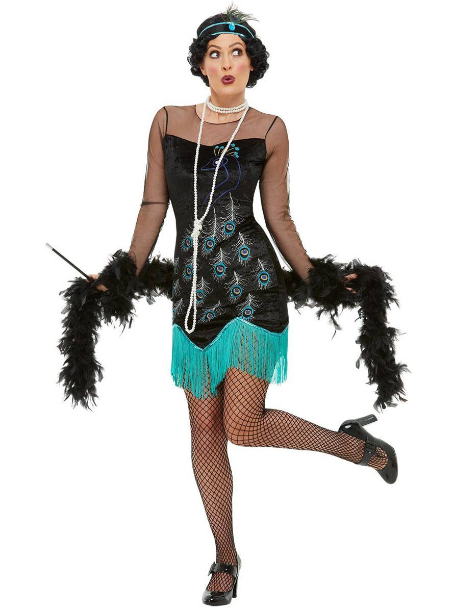 Peacock Flapper Dress Costume -  Alt Image