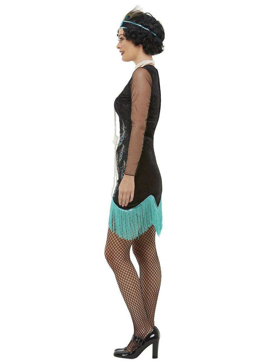 Peacock Flapper Dress Costume - Side Image