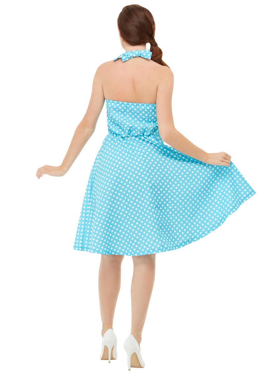 Blue Polka Dot Womens Pin Up 50s Dress Up Costume - Back Image