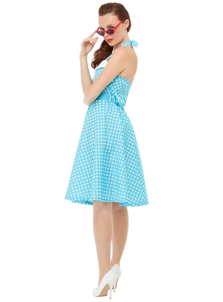 Blue Polka Dot Womens 50s Costume | 50s Costume Dress for Women