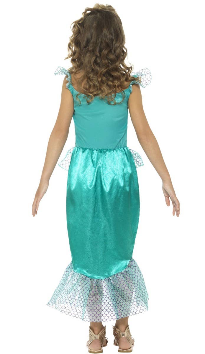 Girls Deluxe Magical Green Mermaid Fancy Dress Costume Back Image
