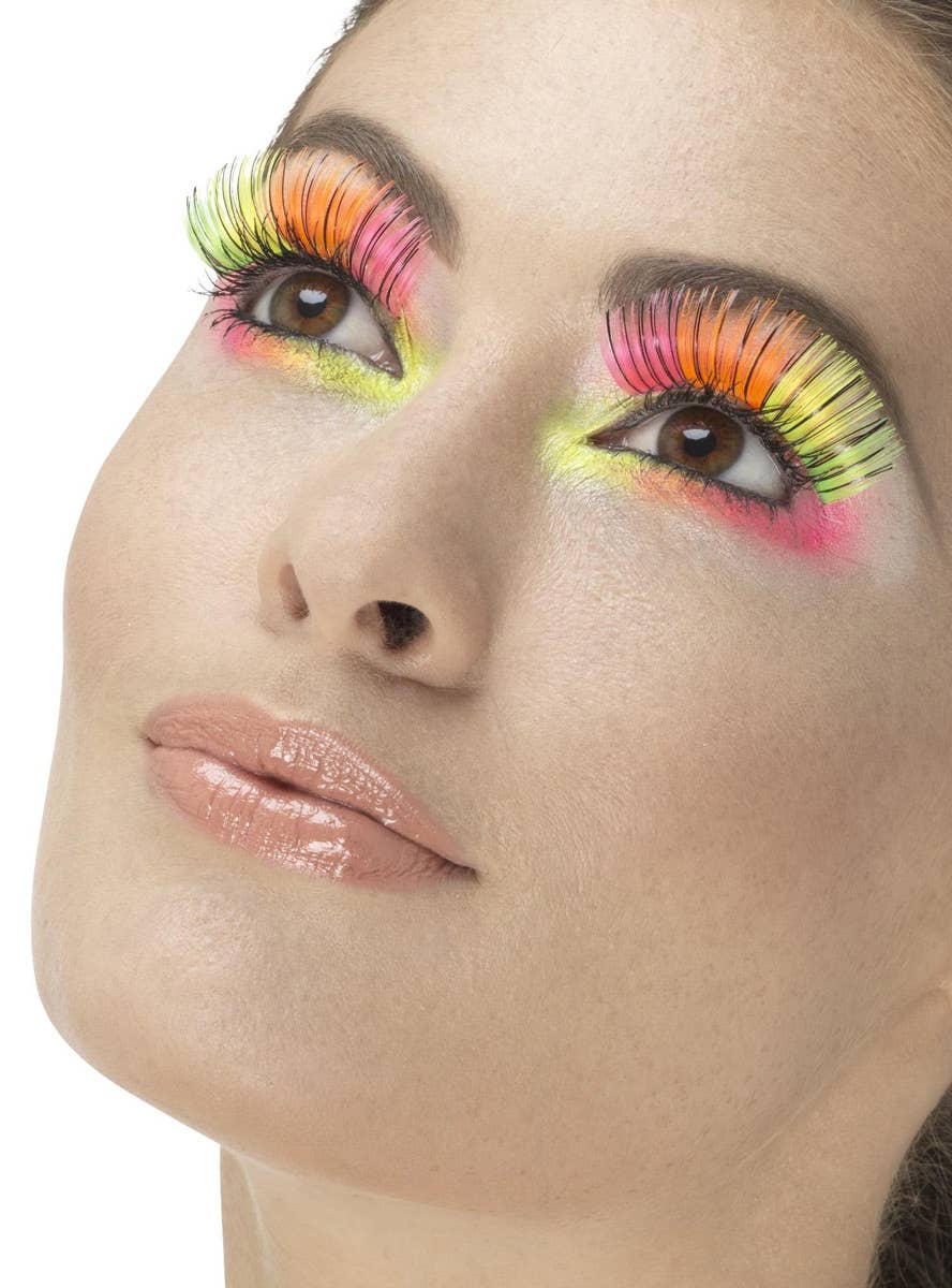 80s Fashion Rainbow Stripe Women's False Eyelashes - Main Image
