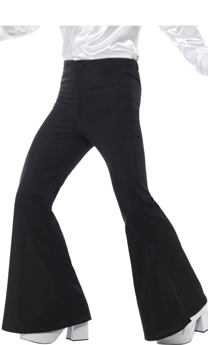 Men's Black Flared 1970s Disco Fever Pants Main Image