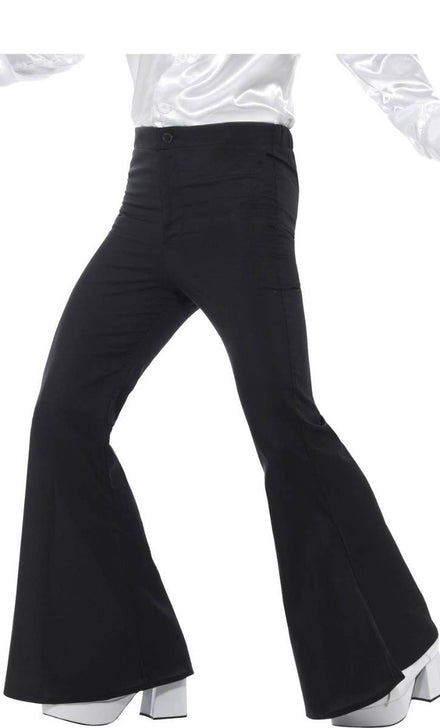 Men's Black Flared 1970s Disco Fever Pants Main Image