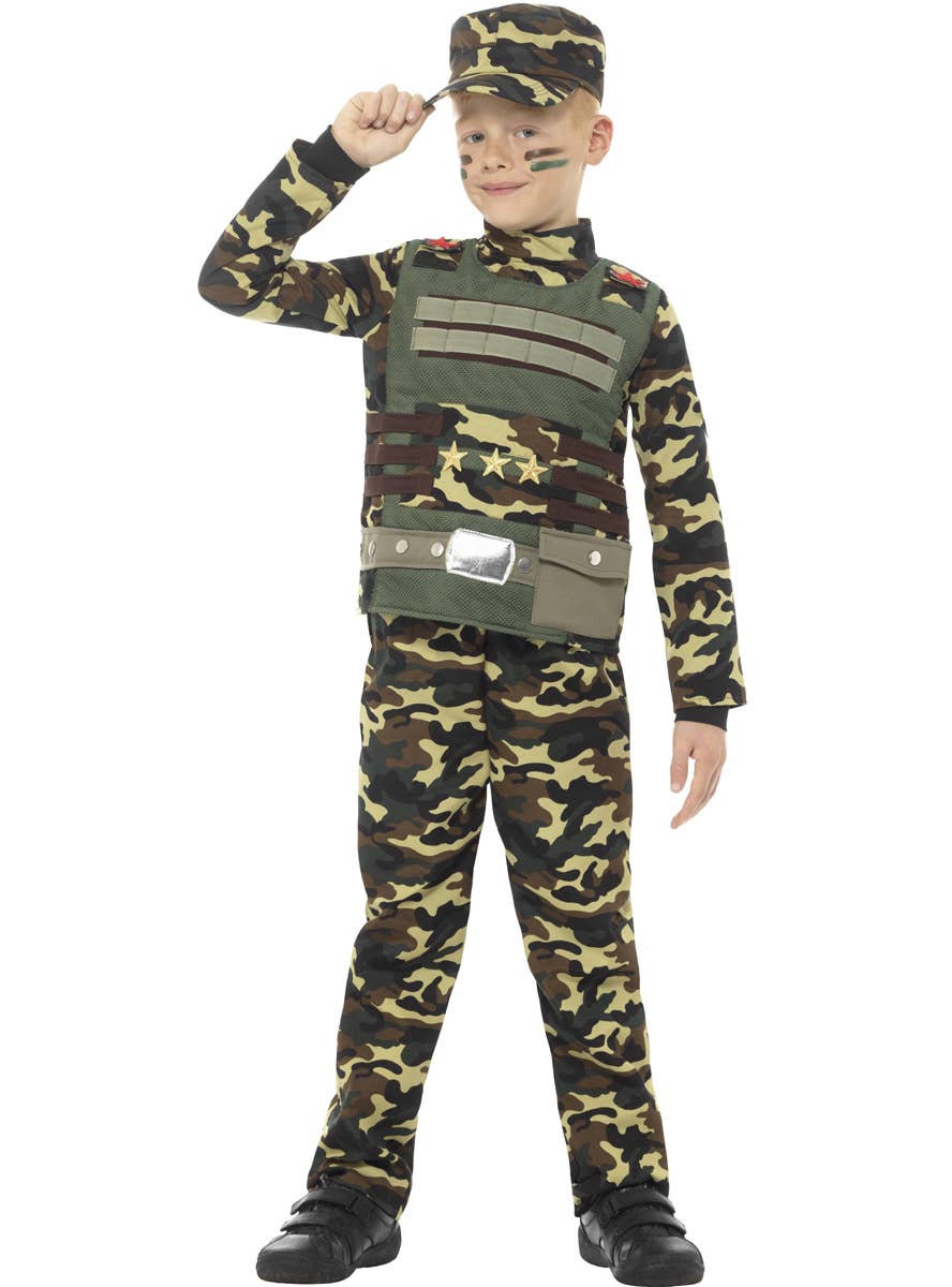 Boy's Military Camouflage Army Fancy Dress Costume Alt Image