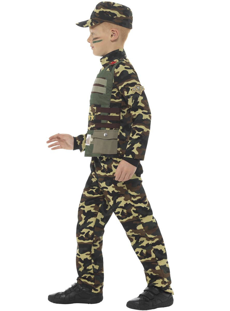 Boy's Military Camouflage Army Fancy Dress Costume Side Image