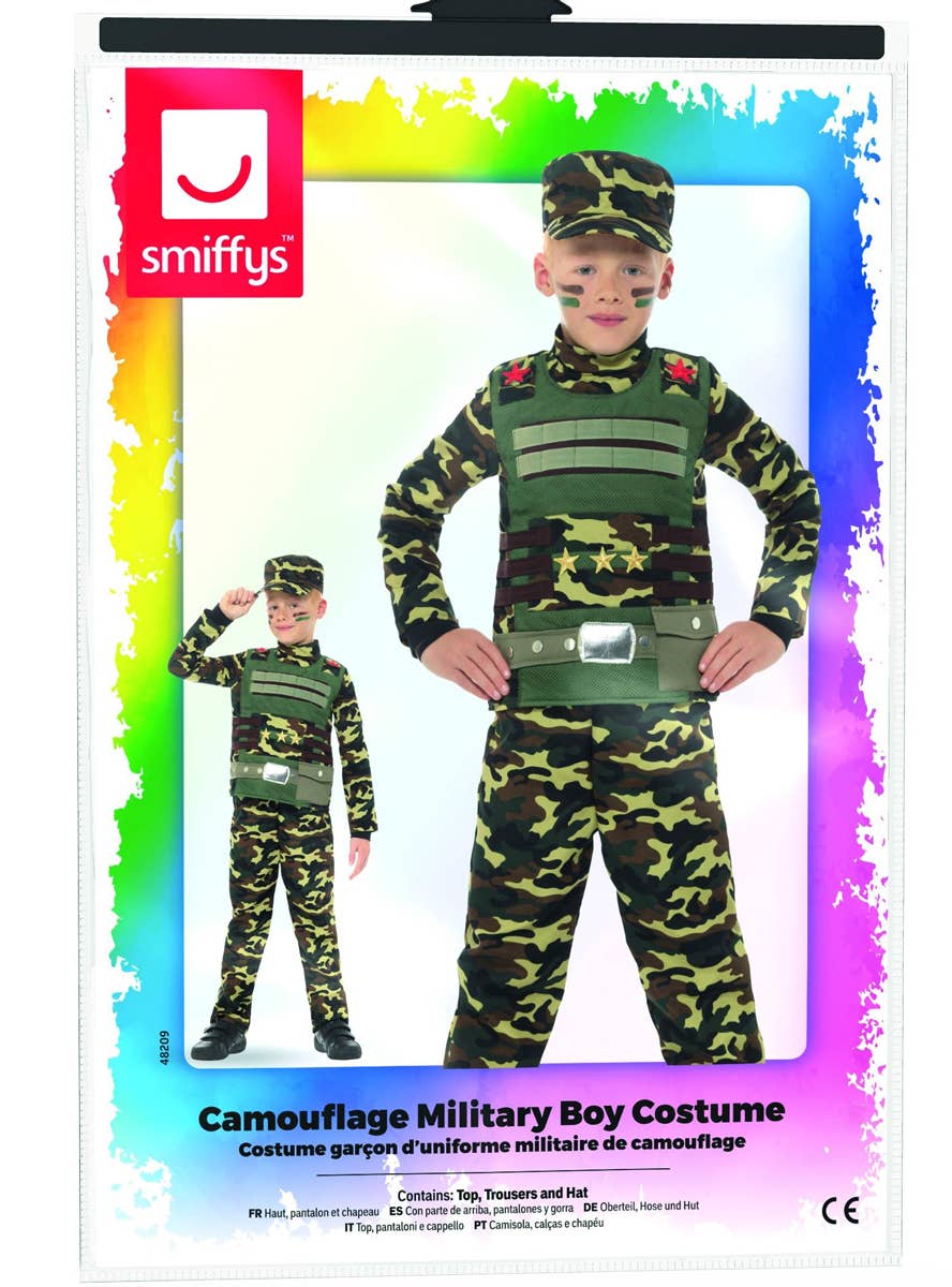 Boy's Military Camouflage Army Fancy Dress Costume Package Image