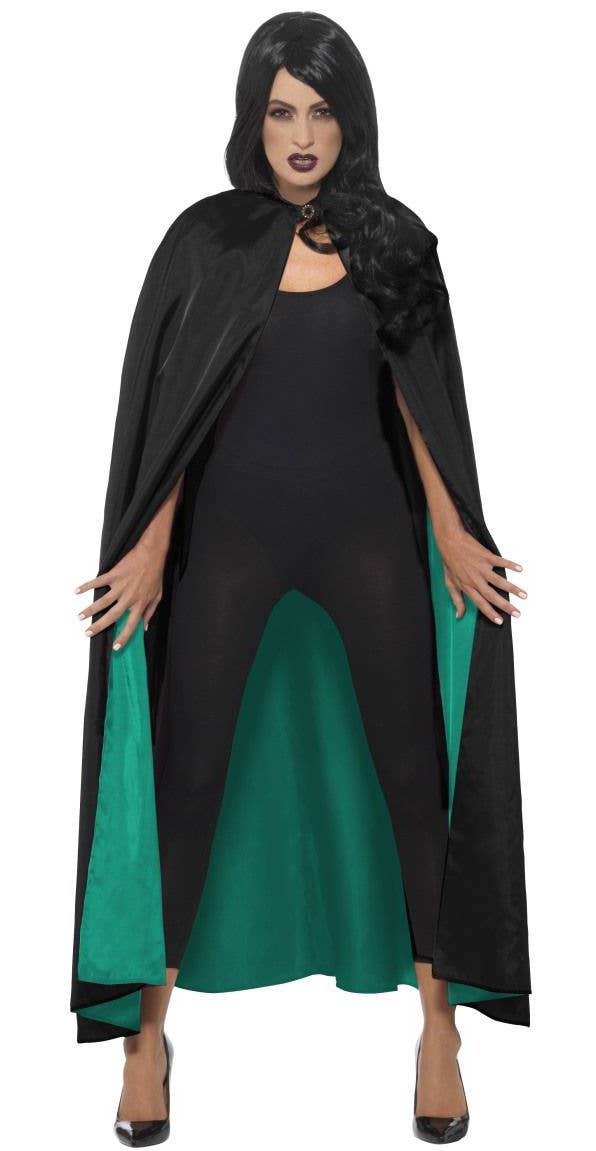 Green and Black Reversible Witch Halloween Costume Cape Alt Image