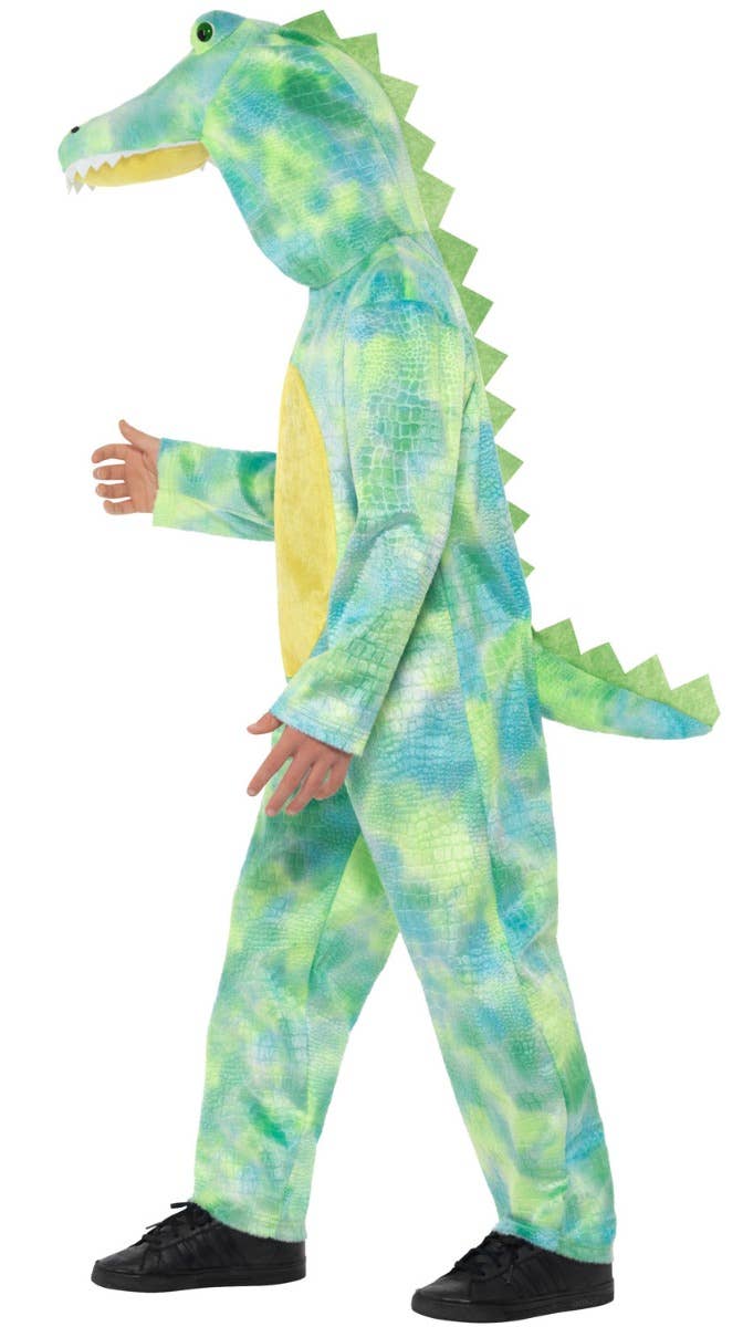 Image of Great Big Green Dinosaur Girls Onesie Costume - Side Image