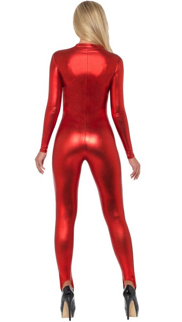 Slinky Sexy Red Catsuit Women's Costume Back Image