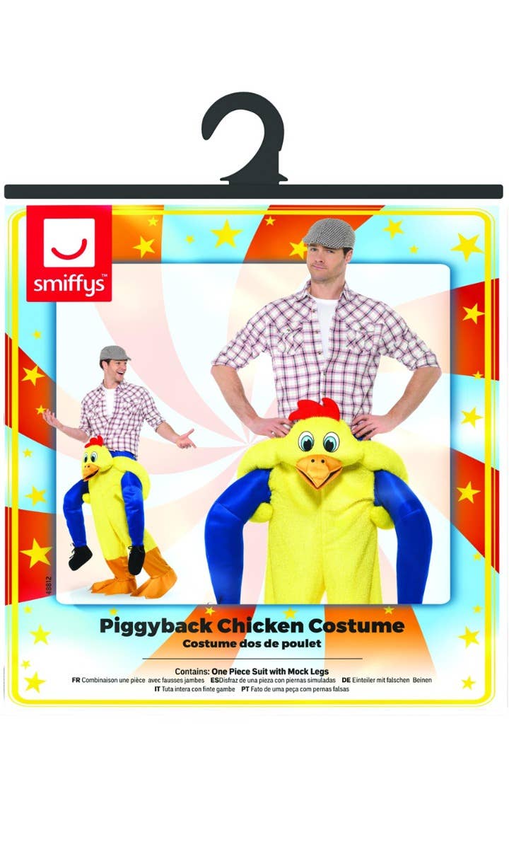 Adult's Chicken Ride On Piggyback Men's Fancy Dress Costume Packaging Image