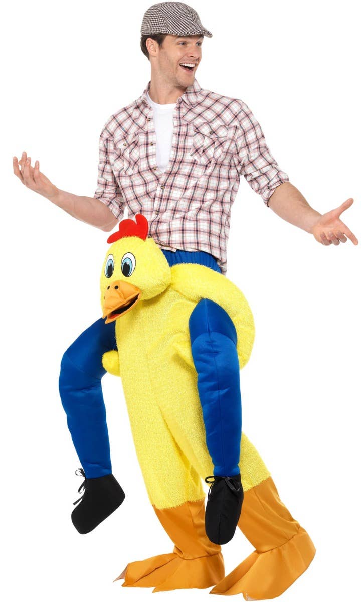 Adult's Chicken Ride On Piggyback Men's Fancy Dress Costume Alternative Image