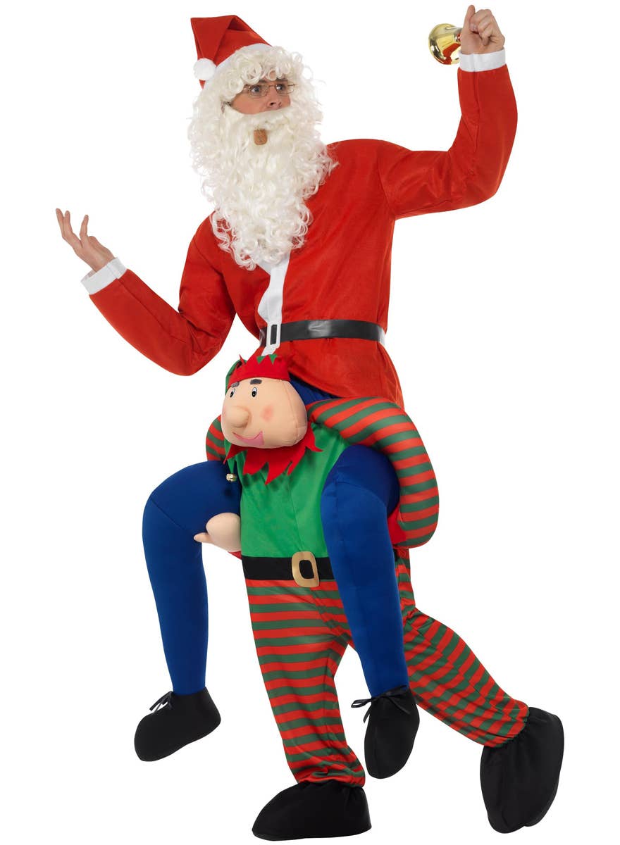 Adult's Funny Christmas Elf Piggyback Costume - Side Image