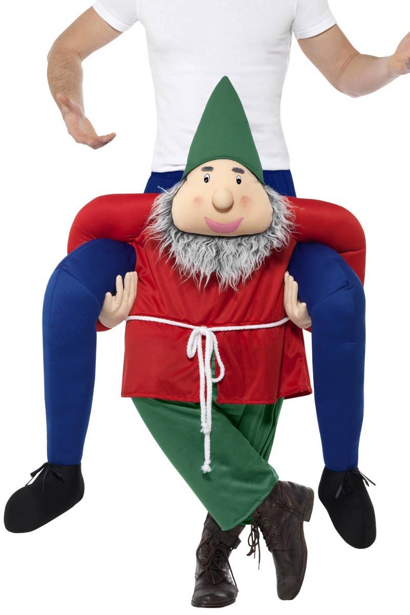 Novelty Gnome Piggyback Costume for Adults - Close Up Image