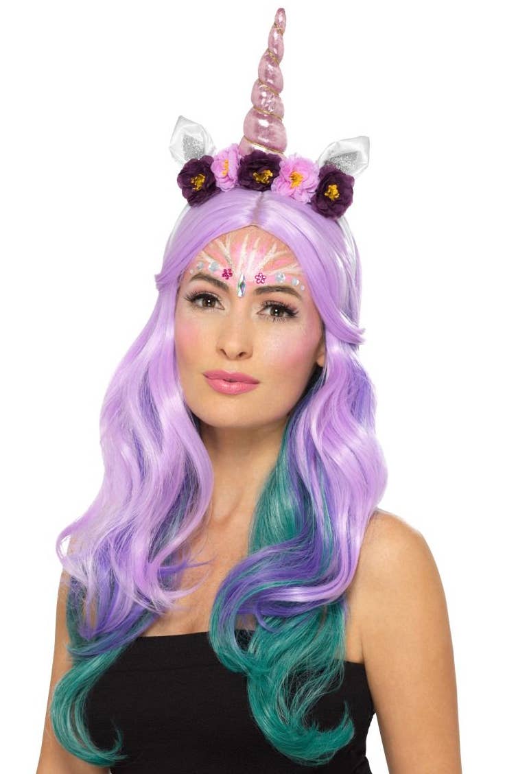 Unicorn Face Paint and Stick On Jewels Makeup Kit Alternate Image