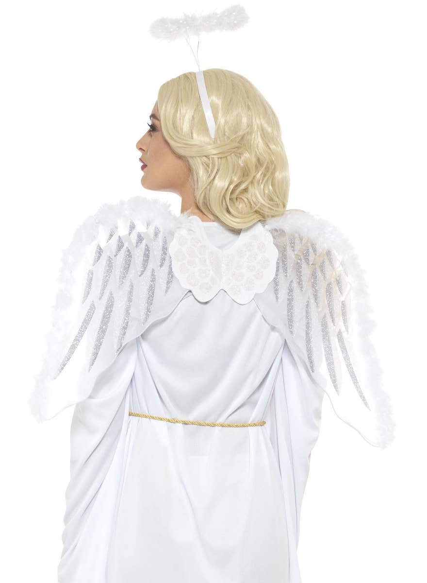 Glittery White Christmas Angel Halo and Wings Set