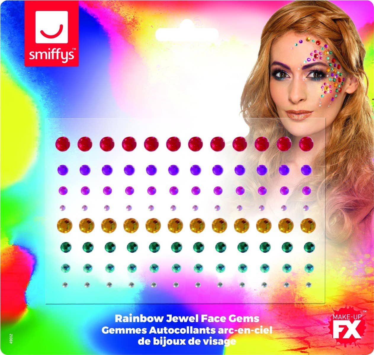 Self Adhesive Stick On Rainbow Jewel Face Gems Costume Accessory Packaging Image