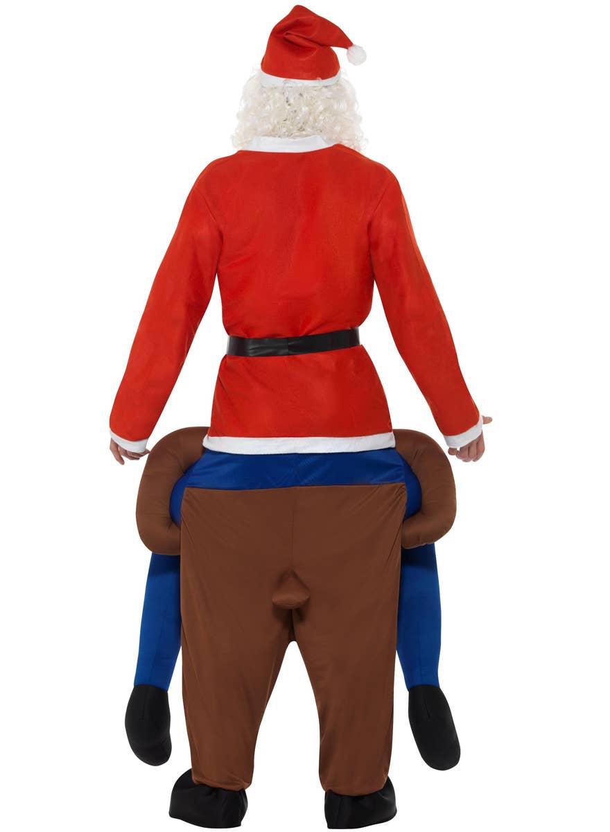 Adult's Funny Rudolph the Reindeer Piggyback Christmas Costume - Back Image