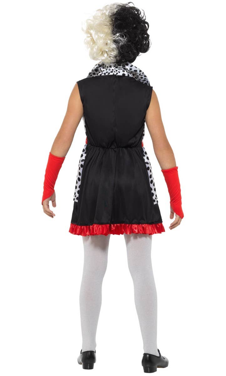 Girls Evil Little Madame Cruella De Vil 101 Dalmatians Costume Back View