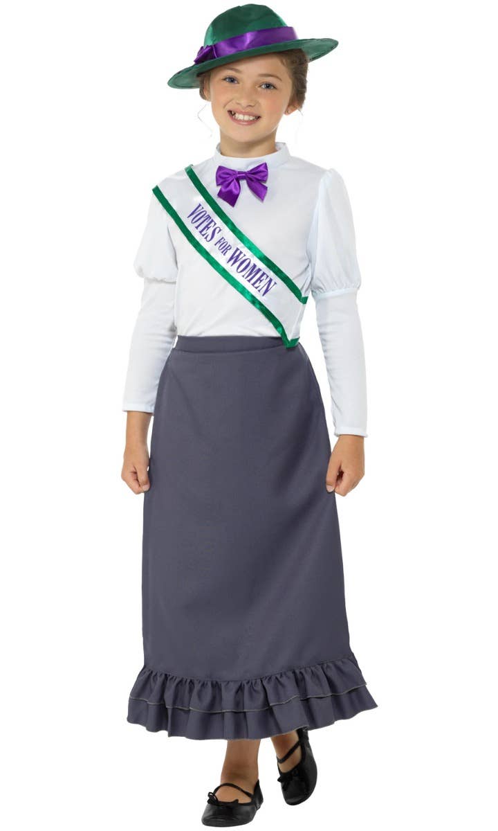 Girl's Victorian Suffrage Book Week Fancy Dress Costume - Alternate Image