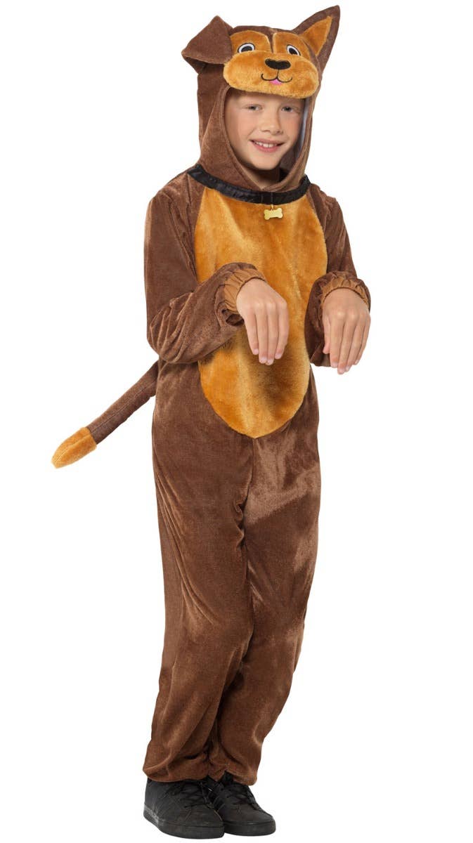 Boys or Girls Plush Brown Dog Animal Onesie Costume Alternative Front Image