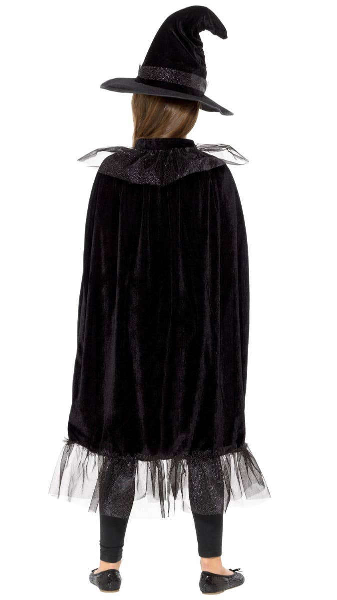 Girls Sparkly Witch Halloween Cape and Hat Costume Accessory Kit Back Image