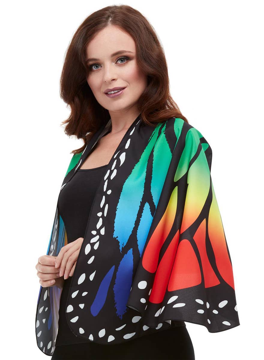 Fabric Rainbow Butterfly Costume Wings - Alternative Image