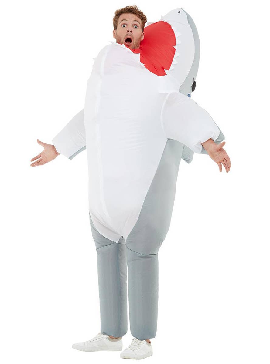 Adults Hilarious Eaten By A Shark Novelty Inflatable Costume - Side Image