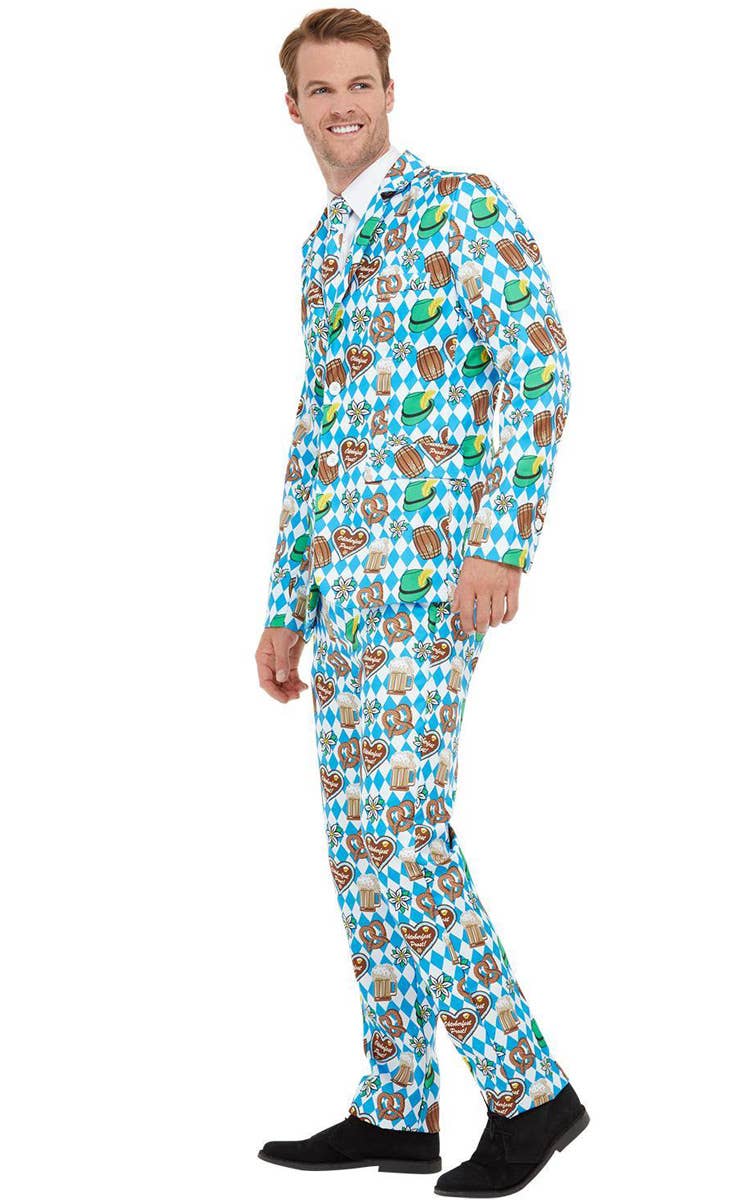 Men's Oktoberfest Print Deluxe Fancy Dress Costume Suit Side Image