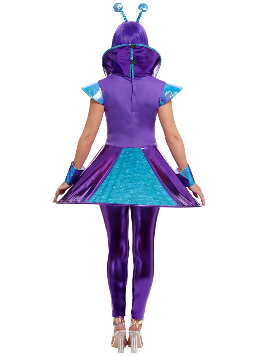 Womens Purple and Blue Space Alien Costume - Back Image