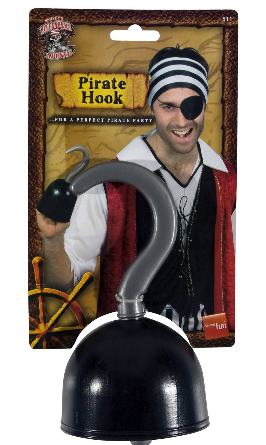 Novelty Plastic Silver Pirate Hook Costume Accessory Packaging Image