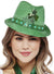 Green Sequinned Light Up St Pats Day Fedora Hat with Lucky Clover
