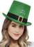 Tall Green St Pats Day Top Hat with Green Clover