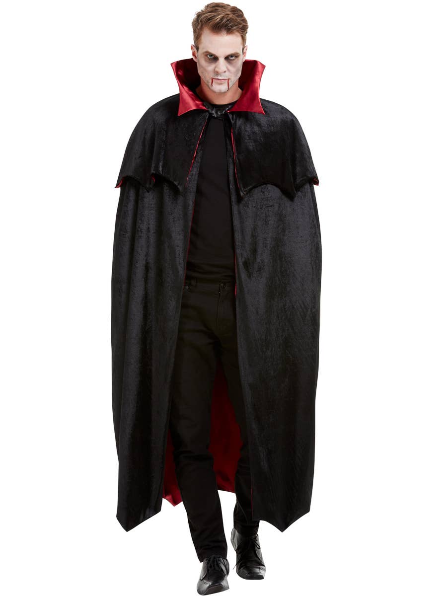 Red and Black Reversible Vampire Costume Cape - Alternate Image