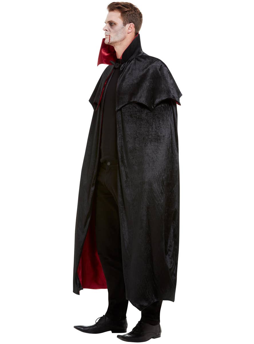 Red and Black Reversible Vampire Costume Cape - Side Image