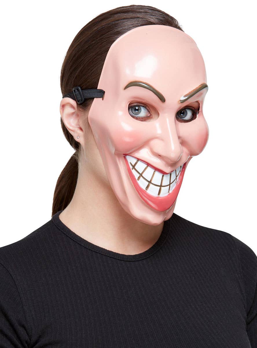 Creepy Smiley Killer Face Mask Halloween Accessory - Alternate Side Image