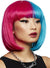 Pink and Blue Split Dye Womens Manic Panic X Smiffys Short Bob Costume Wig - Main Image