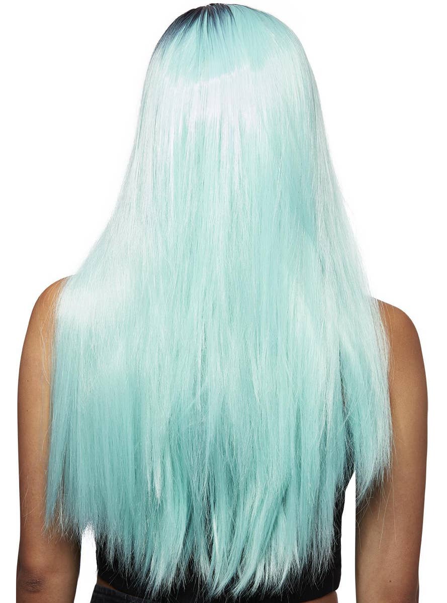 Extra Long Straight Mint Green Womens Manic Panic X Smiffys Costume Wig - Back Image