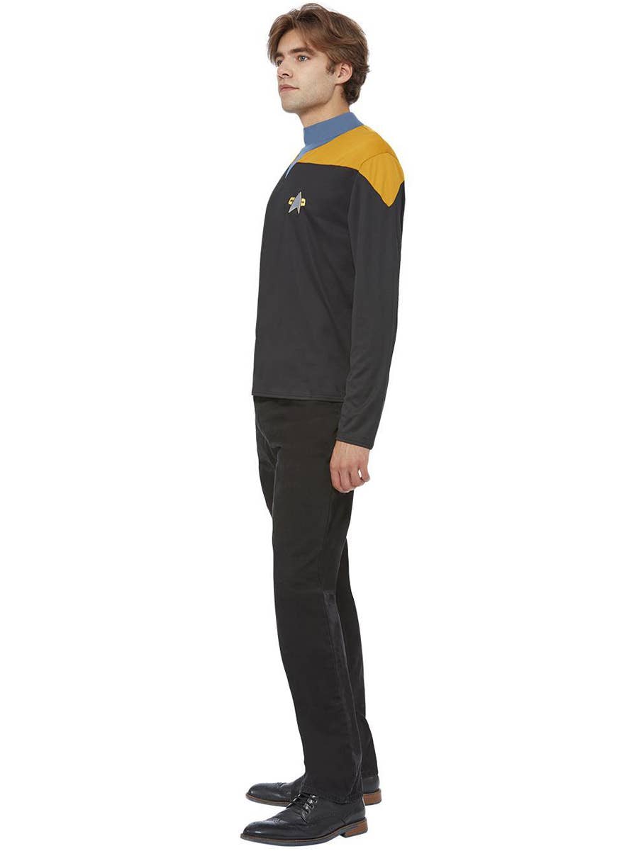 Star Trek Voyager Men's Black and Gold Operations Uniform Costume - Side Image