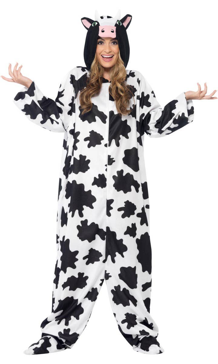 Adults Book Week Black and White Cow Fancy Dress Costume - Women's Image