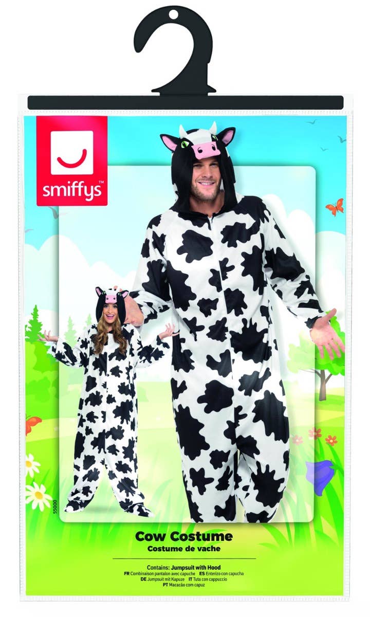 Adults Book Week Black and White Cow Fancy Dress Costume - Packet Image