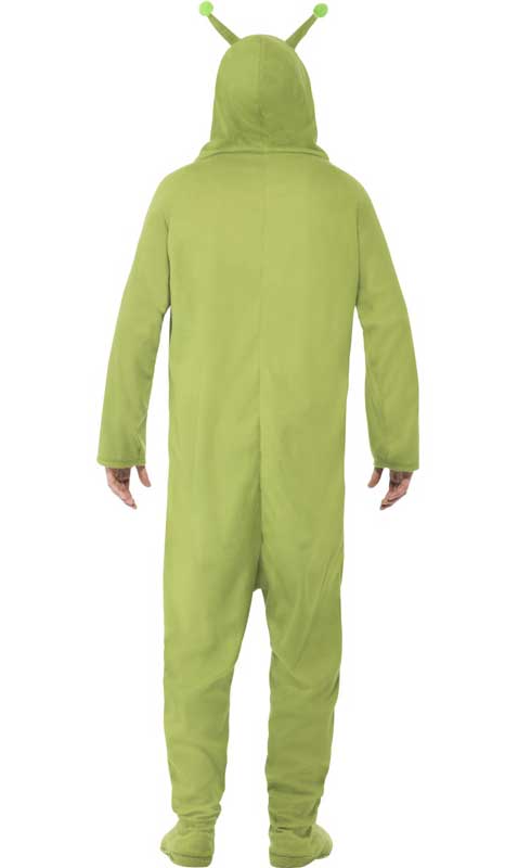 Men's Green Alien Onesie Halloween Costume - Back Image
