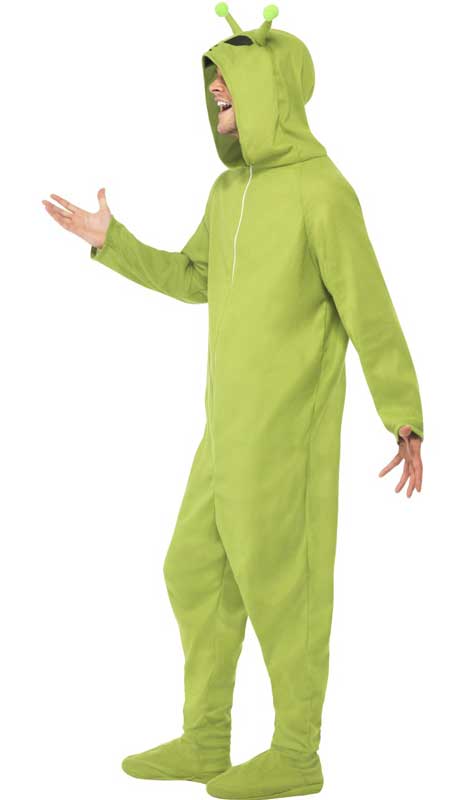 Men's Green Alien Onesie Halloween Costume - Side Image