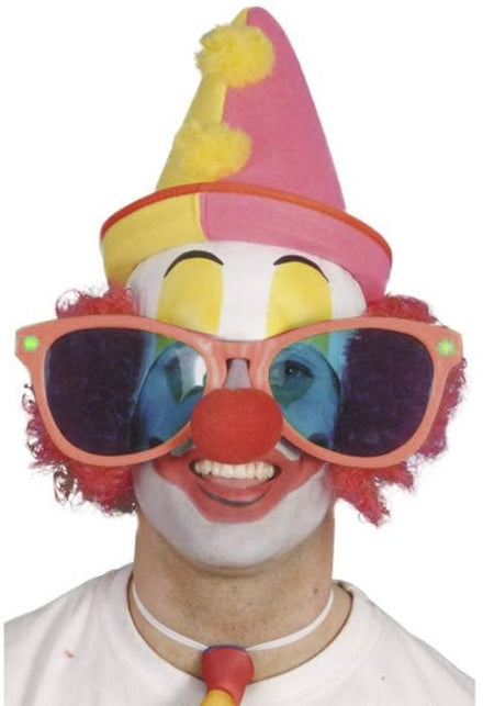 Novelty Jumbo Orange Frame Clown Costume Glasses with Blue Lenses