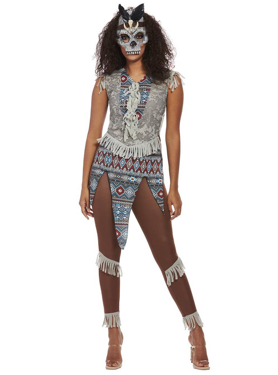 Womens Dark Native Warrior Spirit Costume - Alternate Image