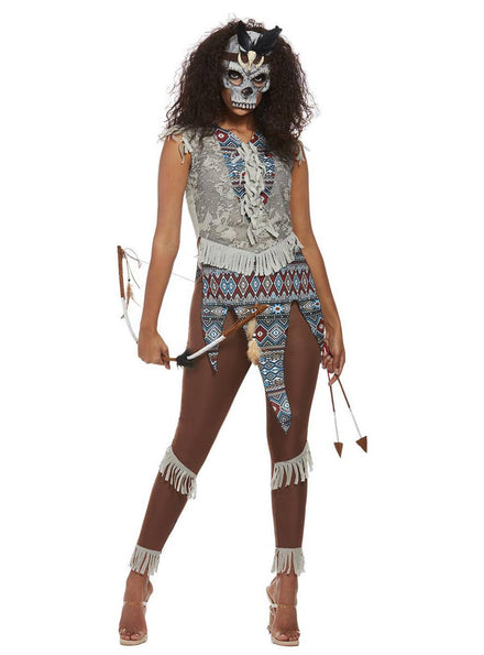 Womens Dark Native Warrior Spirit Costume - Main Image